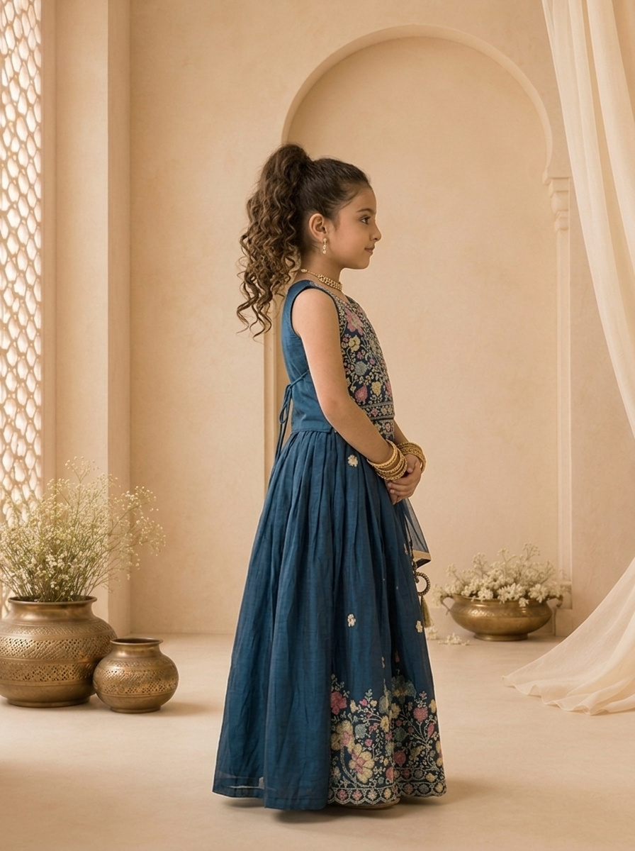 Rama Georgette Multicolor Floral Sequins Embroidered Ghagra Set