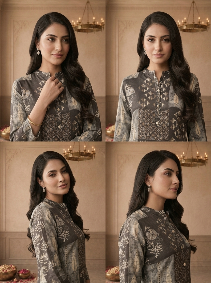 Graphit Crepe Patchwork Box Printed Short Kurta