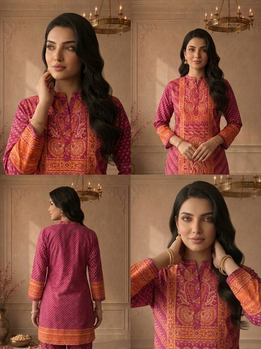 Magenta Muslin Ethnic Paisley Printed Two Piece Set