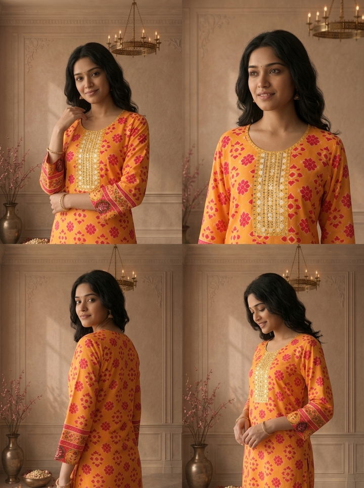 Mustard Silk Patola Ikat Printed Two Piece Set