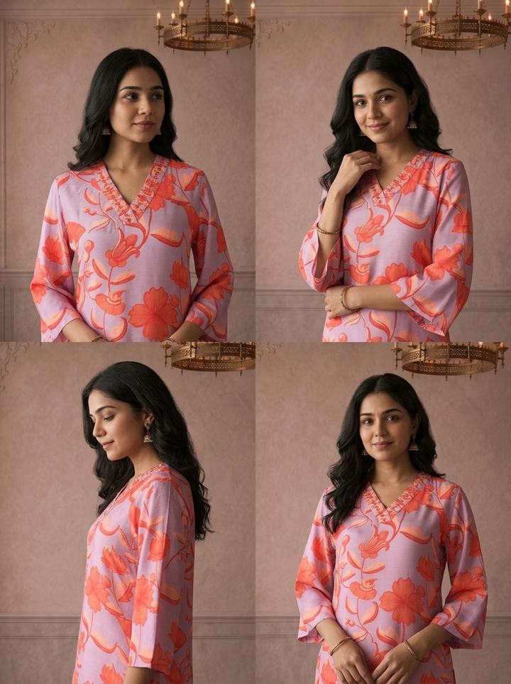 Lilac Muslin Tropical Floral Printed Two Piece Set