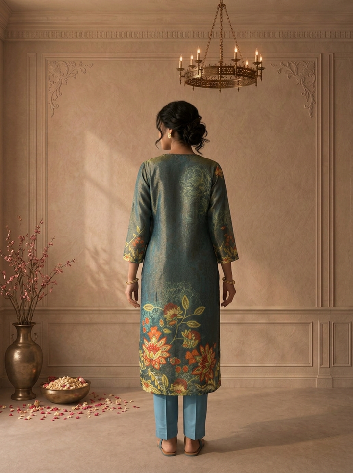Rama Tissue Floral Digital Printed Three Piece Set