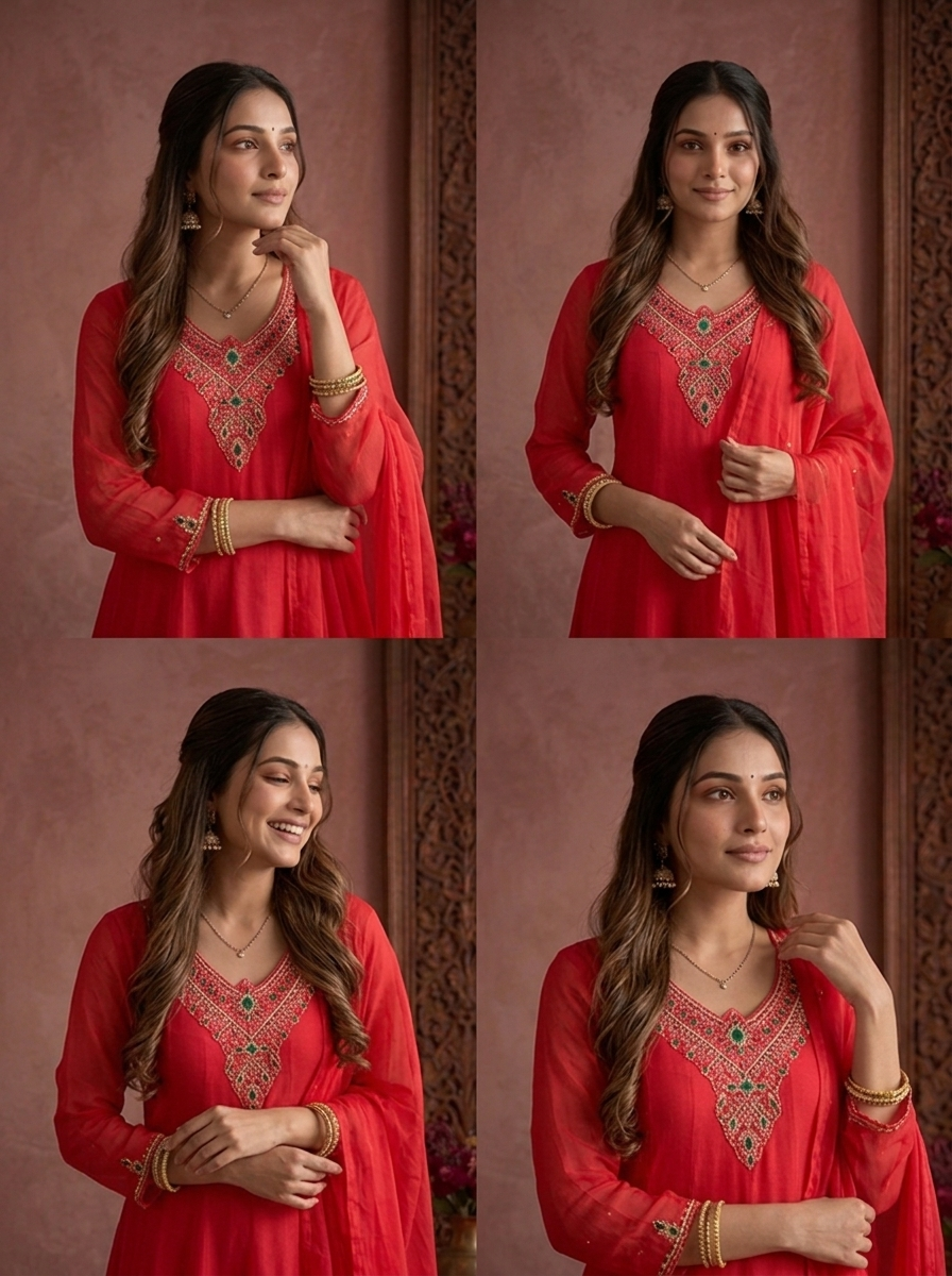 Rani Pink Chinon Zari And Stone Embroidered Three Piece Set – Neerus USA