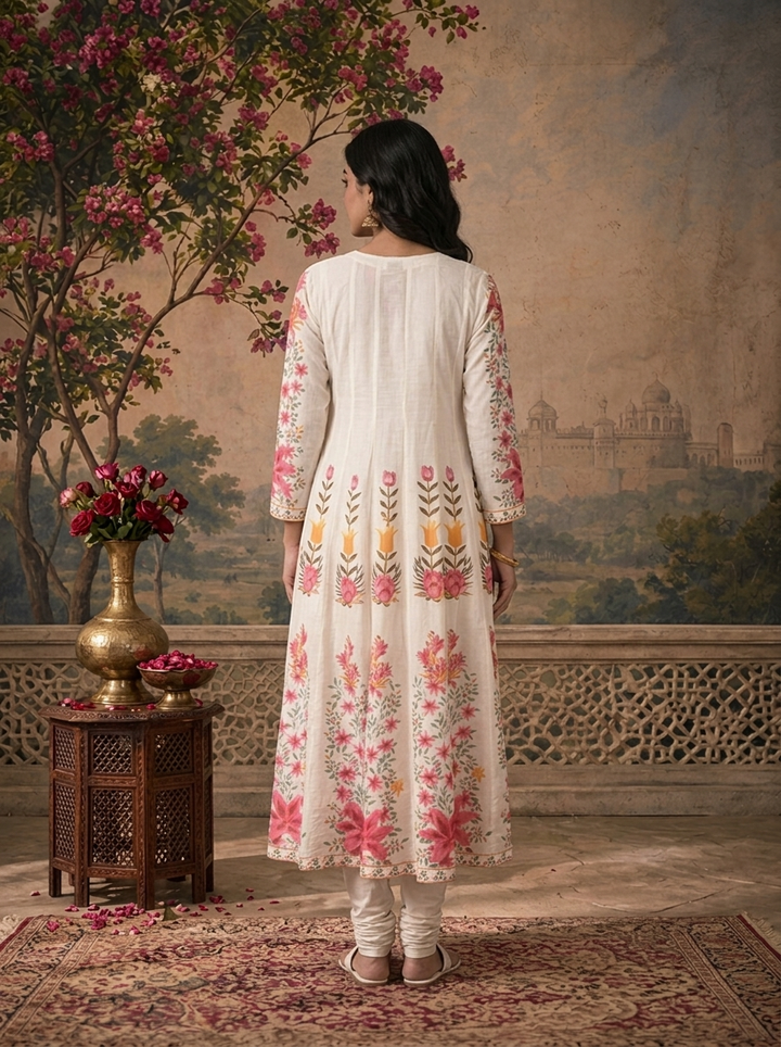 Rose Cotton Tulip Floral Printed Three Piece Set