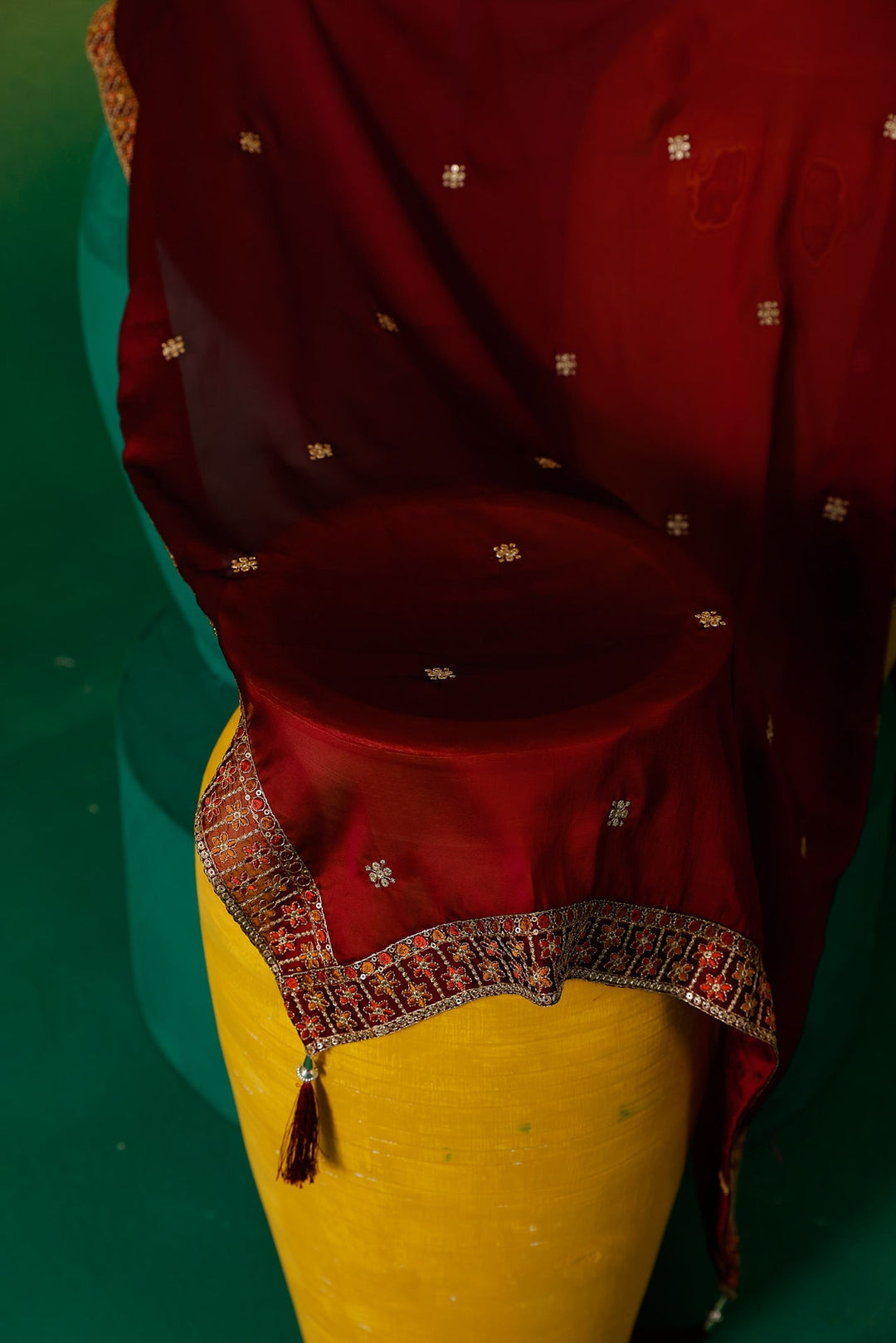 Neerus Pink silk embroidered Anarkali suit set - detail view 12