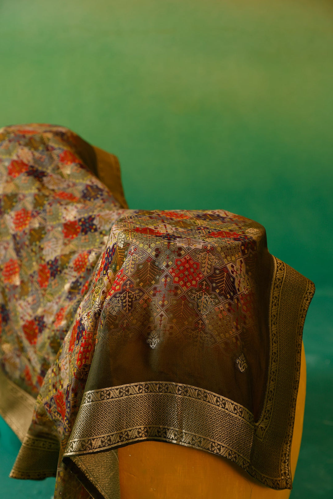 Neerus Green Chinon Embroidered Anarkali Suit Set - detail view 9