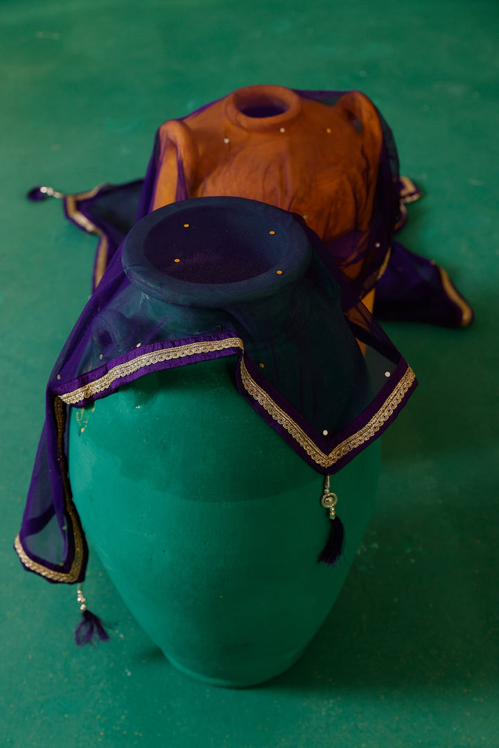 Neerus Purple georgette embroidered suit set - detail view 10