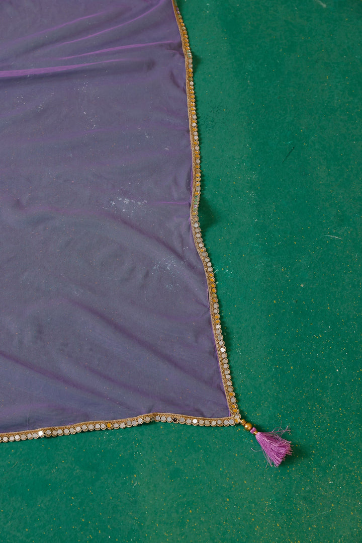 Neerus Purple Banarasi embroidered anarkali suit set - detail view 9