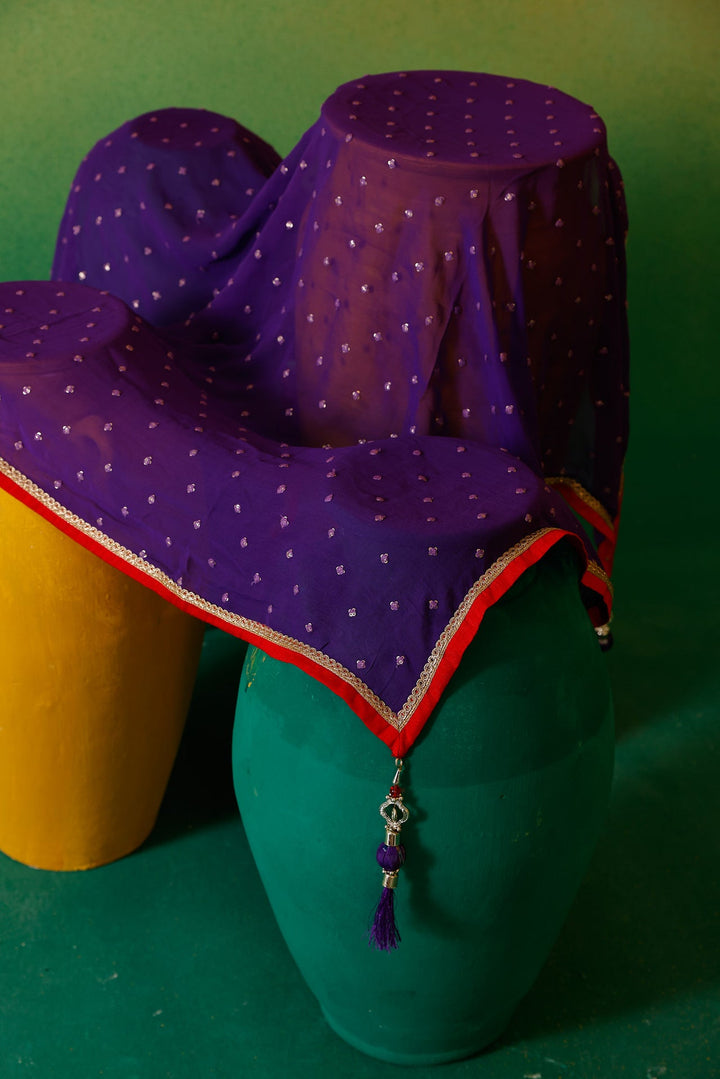 Neerus Purple silk embroidered lehenga set - detail view 5
