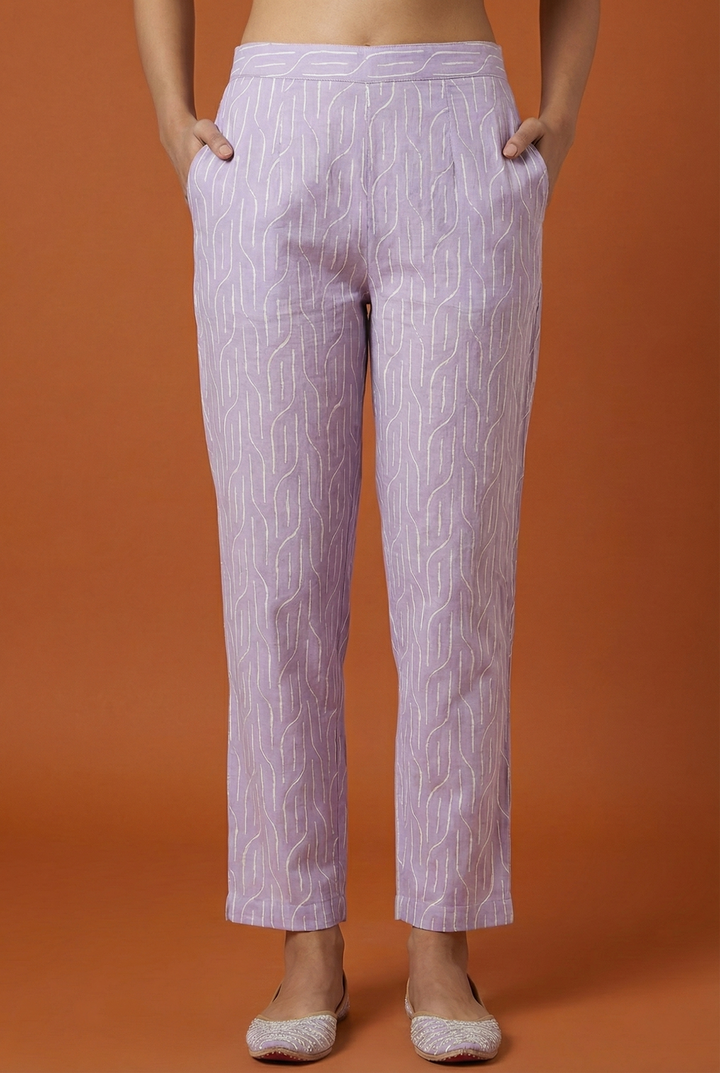 Neerus Purple cotton thread embroidered suit set - detail view 4